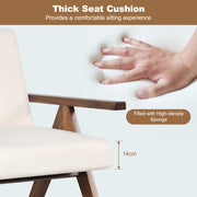 Modern Accent Chair Linen Fabric Armchair w/ Soft Padded Cushion Beige