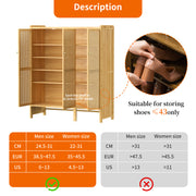 3 Rattan Door XL Shoe Cabinet Bamboo Wood Shoes Shelf Footwear Storage Organizer