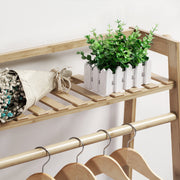 Heavy Duty Wooden Hanging Clothes Garment Rail Corner Open Wardrobe Storage Rack