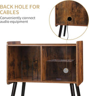 Record Player Stand with Vinyl Storage, Mid-Century Turntable 2, Brown