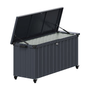 550L Metal Storage Box with Wheels Garden Outdoor Shed Utility Cushion Chest UK