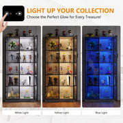 Display Cabinet with 3 Color LED Lights & Adjustable Shelves for Collectibles