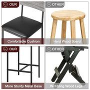 Set of 4 Black Faux Leather Bar Stools High Back Kitchen Breakfast Counter Chair