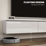 Wall Mounted TV Stand Unit with Storage and High Gloss Effect Refurbished
