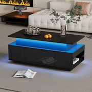 Lift Top Coffee Table !SALE! Black High Gloss LED Storage Drawers Living Room