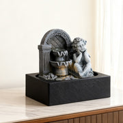Feng Shui Water Feature Angel Indoor Tabletop LED Fountain Waterfall Home Decor