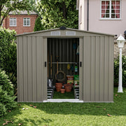 10 x 8FT Garden Shed Metal Apex Roof Outdoor Storage House With Free Foundation