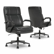True Innovations Mid Back Manager Office Chair Grey Memory Foam PU Leather