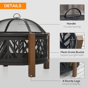2-in-1 Outdoor Fire Pit Bowl with BBQ Grill Grate 30