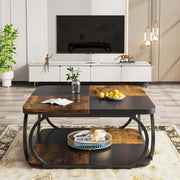 39.25-Inch Square Coffee Table Modern Wooden Accent Center Table for Living Room