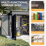 Garden Shed 8x4ft Outdoor Storage Waterproof Bike Tool Shed Triple Lock Plastic