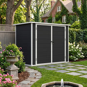 Garden Shed 7x4ft Plastic Tools Storage House with Floor & Lockable Double Doors