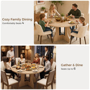 Round Dining Table for 4-6 People 120cm Circle Kitchen Table for Home Kitchen