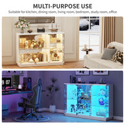 Lockable Glass Display Cabinet 3-Colour LED Lighting for Figures Collectibles