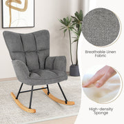 Modern Linen Rocking Accent Chair Upholstered Glider Rocker Armchair