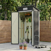 Metal Garden Shed 3X2FT Pent Roof Outdoor Tool Storage House with Lockable Door