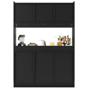 Tall 167cm Kitchen Storage Cabinet w/ App Control LED & Anti-Tip Safety, Black