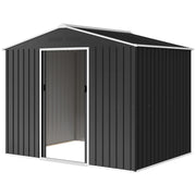 8 x 6ft Metal Garden Storage Shed with Double Door, Dark Grey