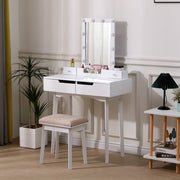 Dressing Table Vanity Set Makeup Desk w/ LED Light Mirror with 4 Drawers Bedroom