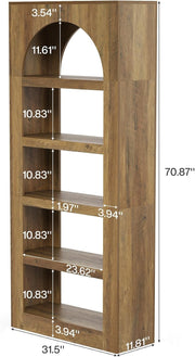 5-Tier Modern Arched Bookshelf,70.8