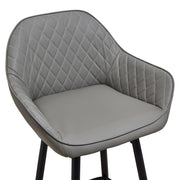 Set of 2 Bar Stools PU Leather Seat Bar Chair for Home Breakfast Kitchen Counter