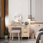 Modern Dressing Table Set with LED Mirror Vanity Desk with Drawer Cabinet Stool