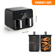 Air Fryer 9L Dual Basket 8 Program for Oil Free & Low Fat Healthy Cooking 2400W