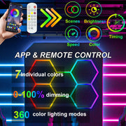 5 Hexagon LED Lighting Detailing Garage RGB Workshop Retail Car Showroom APP