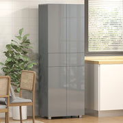 Tall Kitchen Storage Cupboard Cabinet Pantry Grey Freestanding Unit high gloss