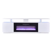 70Inch TV Stand Cabinet High Gloss Electric Fireplace Unit with 12 Colour Flame
