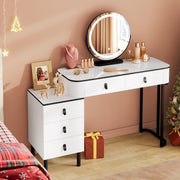 Dressing Table With LED Lights Dimmable Mirror Vanity Makeup Table 5 Drawers UK