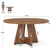 Round Dining Table for 4-6 People,120 cm Farmhouse Kitchen Table for Dining Room