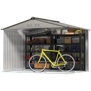 9 x 6FT Galvanised Garden Storage Shed with Sliding Door, Grey