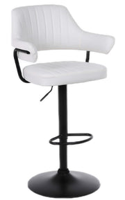 2 X PLUSH WHITE BAR STOOLS, GAS LIFT, BREAKFAST KITCHEN BAR PADDED ARMS & BACK