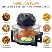 Halogen Oven Air Fryer For Home 60 Minute Timer & Extender Ring - 12L/1400W UK;