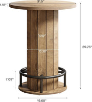 Industrial Round Bar Table, 39.4