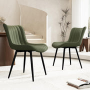 Set of 2 Faux Leather Dining Chairs High Back Padded Metal Leg Kitchen Chairs UK