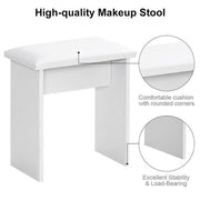 White Dressing Table with LED Lights Mirror Stool Drawers Vanity Makeup Desk Set