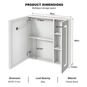 Bathroom Mirror Cabinet LED Wall Mounted 650x600mm with Demister Shaver Storage
