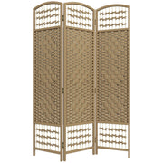 6 Panel Room Divider Folding Privacy Screen with Pine Wood Frame Refurbished