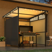 2x2.2m Hardtop Grill Gazebo Outdoor Metal Lean-to Pergola Patio BBQ Shelter