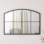 Black Arched Window Wall Mirror - 100cm x 70cm
