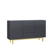 Sideboard TV Cabinet Storage Cupboard Buffet Diamond Pattern Grey Gold 140cm