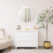 Large White Washed Wooden Round Wall Mirror - 80cm x 80cm