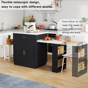 Kitchen Island Dining Table !SALE! Extendable 4-6 Seater Storage Cabinet Black