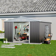 10 x 12 FT Galvanised Metal Steel Sheds Garden Storage Shed Ventilation w/ Door