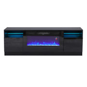 70inch Black TV Stand Cabinet Electric Fireplace Unit 12 LED Colour Fire Flame
