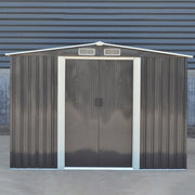 8FT x 8FT SHED Metal Apex Roof Outdoor Storage House Shed With Floor Foundation