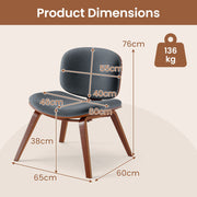 Modern Accent Chair Upholstered Side Chair with Curved Backrest-Brown