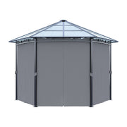 3.8m Hexagon Gazebo with Curtains & Polycarbonate Roof Outdoor Garden Pavilion